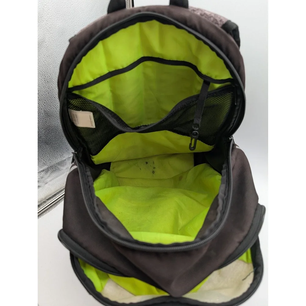 Adidas Backpack Black Grey Heathered Neon Yellow Interior Multi Pocket Travel